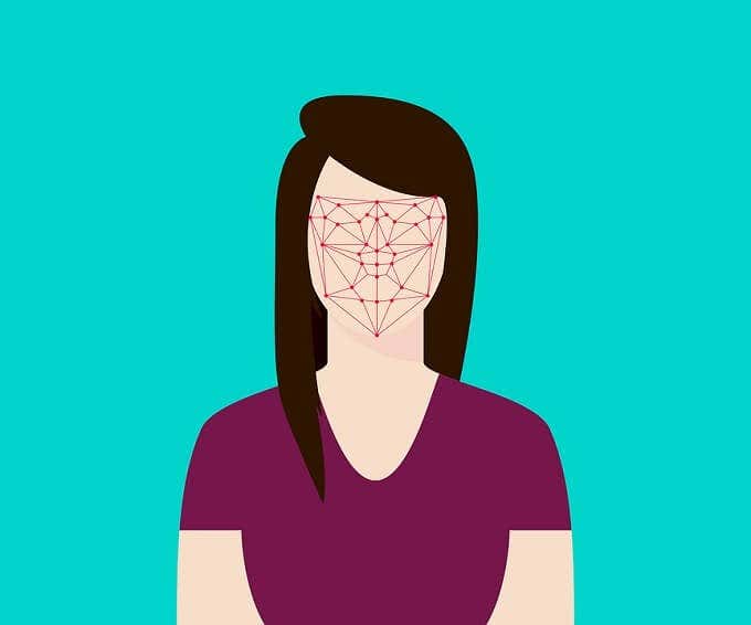 Dibujo de la cara de alguien con puntos de sensores de identificación biométrica