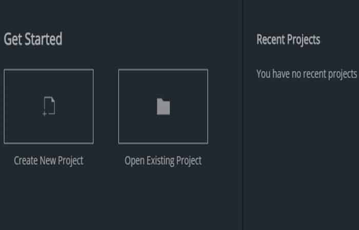 Crear un nuevo proyecto o Abrir un proyecto existente