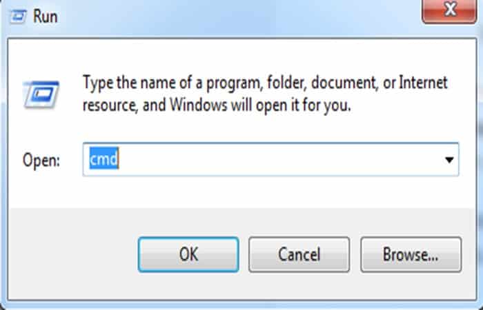 Inicio> Ejecutar> Escribe CMD