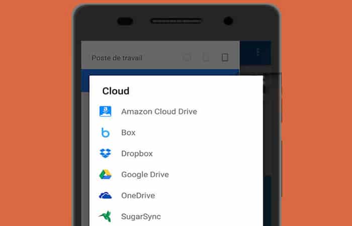 Haz clic en el botón Menú y luego en Agregar nube