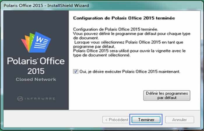 haz clic en Finalizar