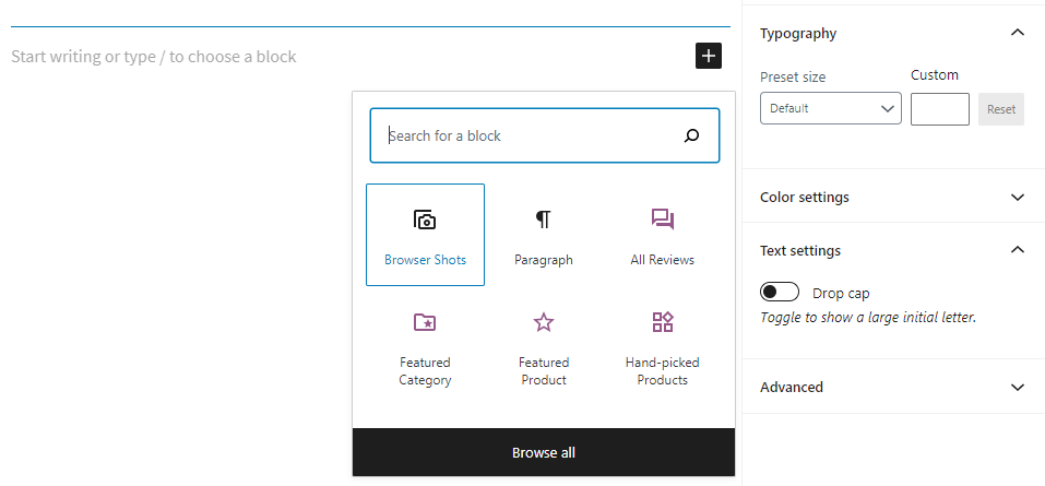 Bloque de instantáneas del navegador agregado.