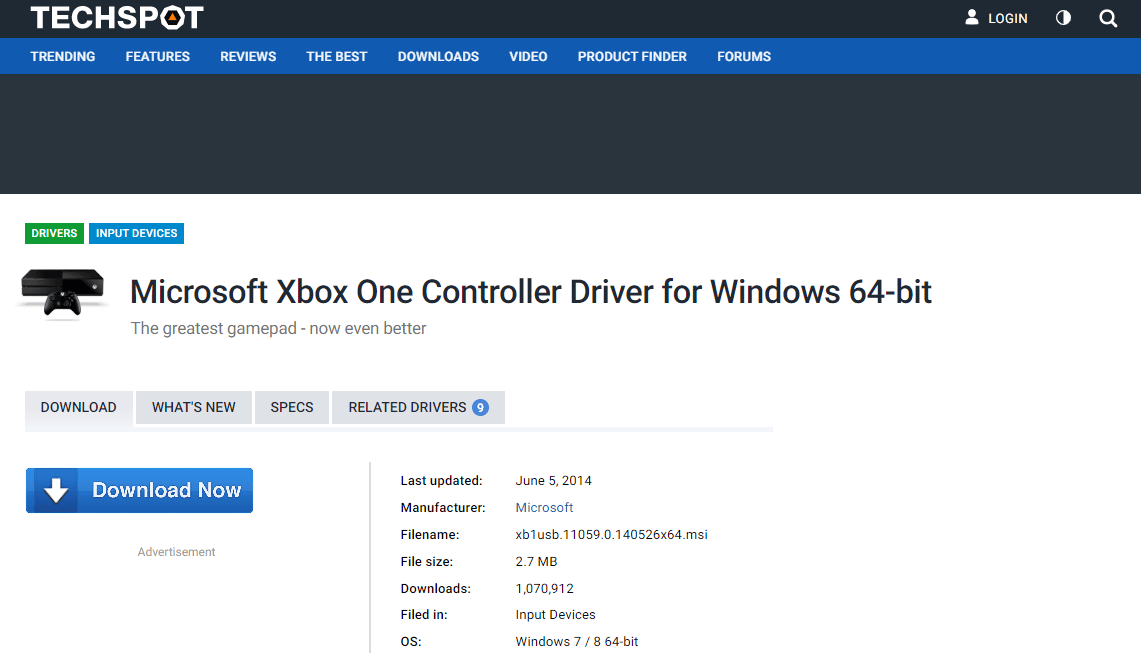 Descargue la última versión del controlador de Xbox One