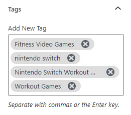Un ejemplo de etiquetas de taxonomía de wordpress