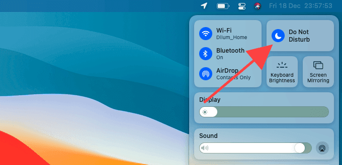 No molestar en el Centro de control