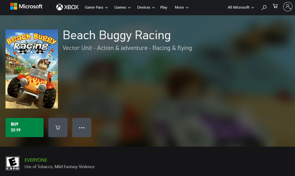 Xbox de carreras de buggy en la playa