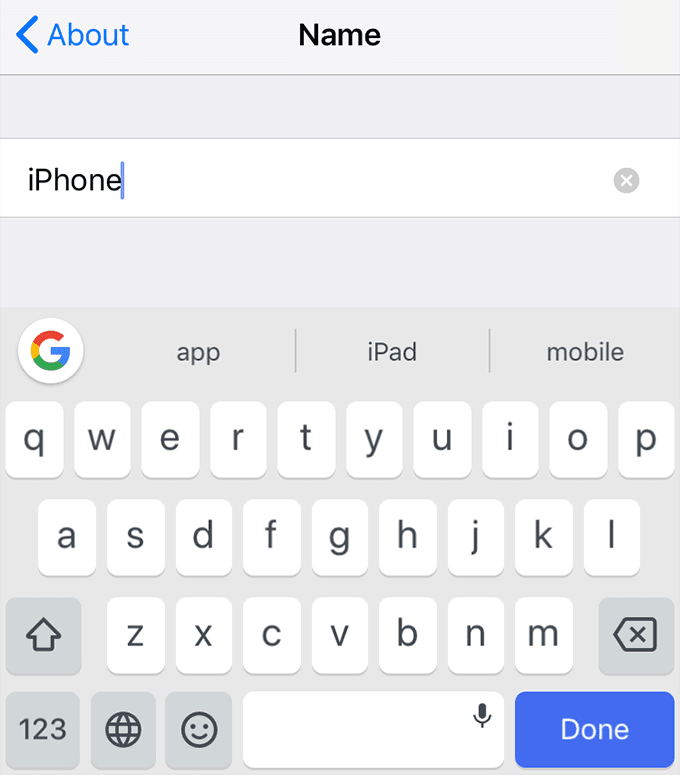 renombrar iPhone