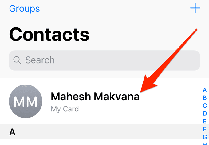 Mi Tarjeta en Contactos