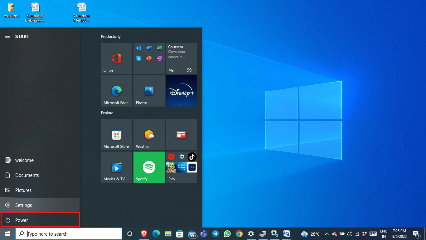 Haga clic en el botón de encendido.  Arreglar el error Nvxdsync exe en Windows 10