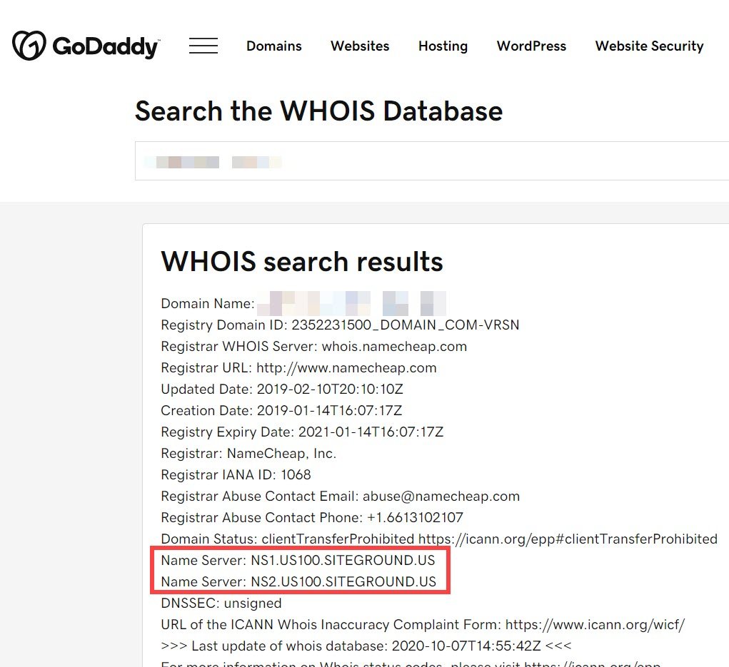 Godaddy whois herramienta