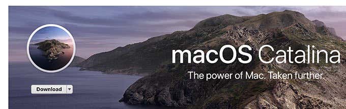 Pantalla de la tienda de aplicaciones macOS Catalina