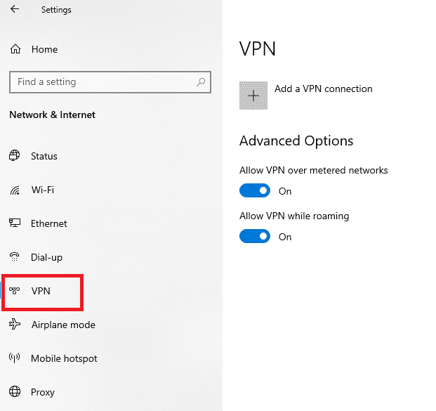 Desactivar servicio VPN