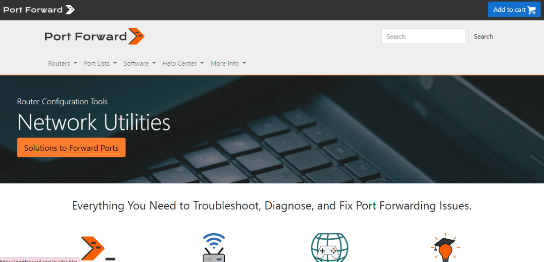 Inicie el sitio web de Portforward.  Solucionar el error de conexión del servidor transversal de Dolphin
