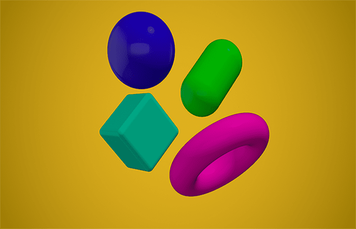 Esta escena 3D tiene una capa de color sólido 3D como fondo.