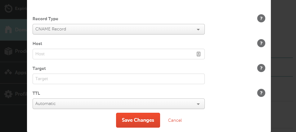 Agregar un nuevo registro CNAME.