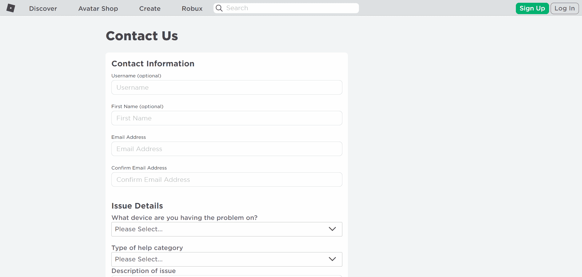 Página de contacto de Roblox |  Roblox elimina cuentas inactivas