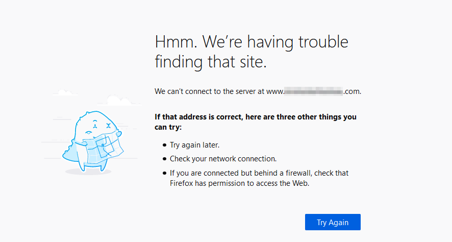 Error de DNS_PROBE_FINISHED_NXDOMAIN en Firefox.