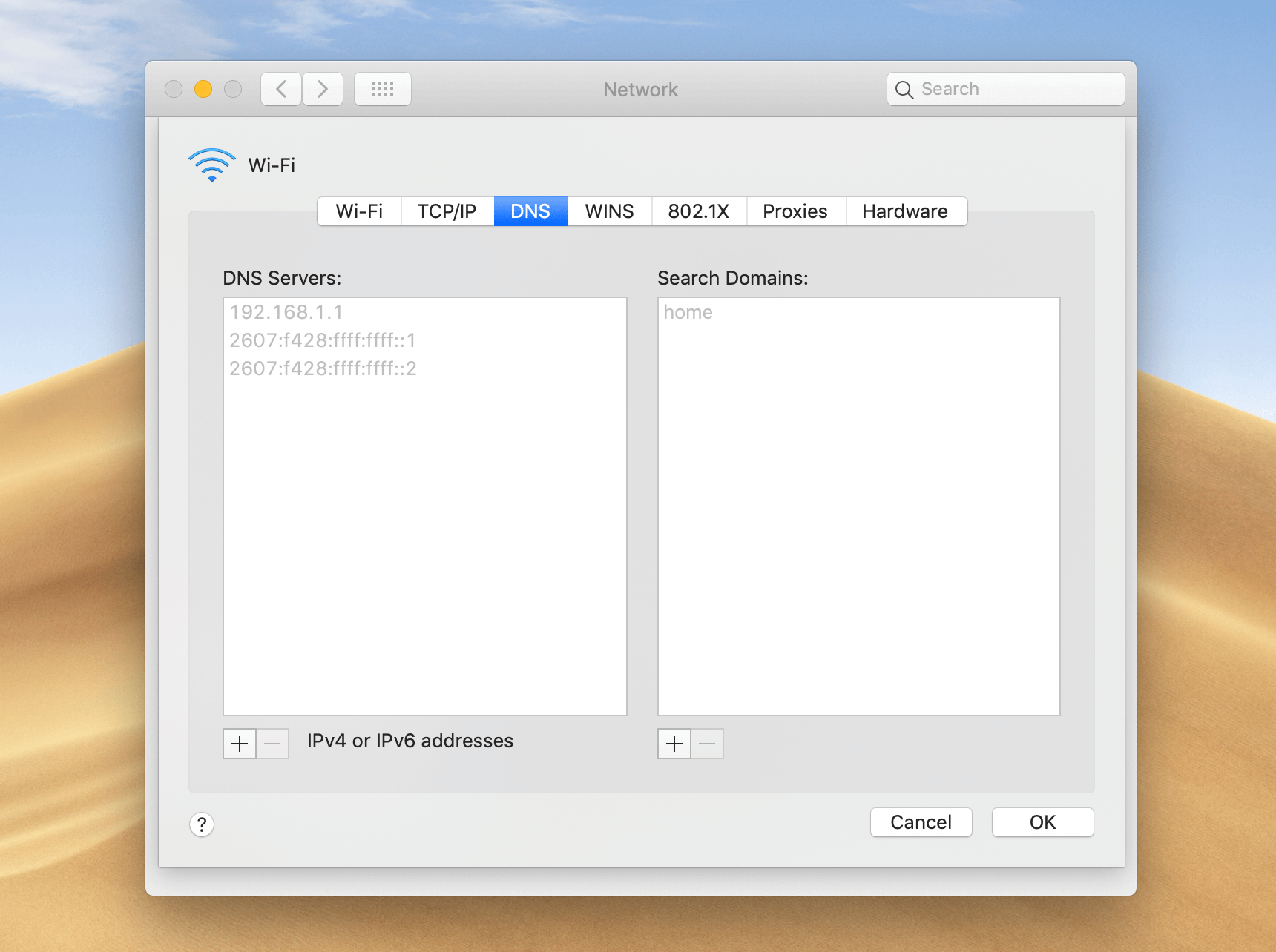 Determinar el servidor DNS preferido en su Mac.