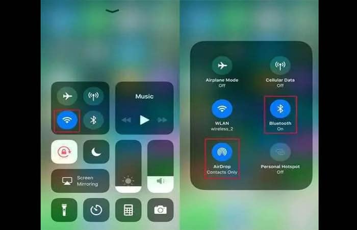 Desactiva Bluetooth y Airdrop