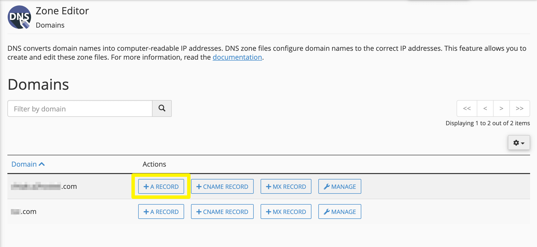 Cree registros A para un servidor de nombres personalizado.