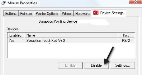 desactivar el panel táctil