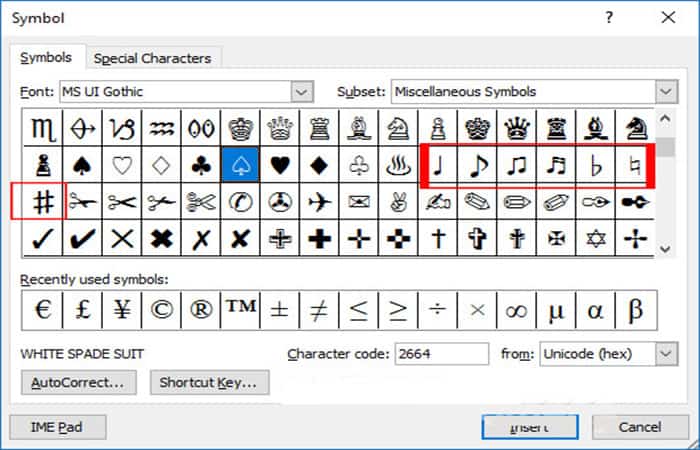 Insertar símbolos musicales en Word