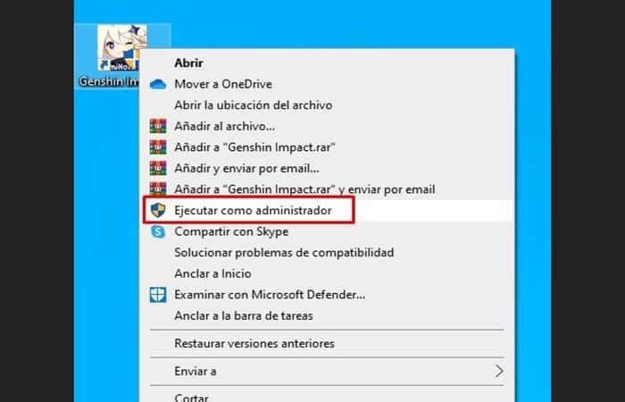 Ejecuta la aplicación con derechos de administrador
