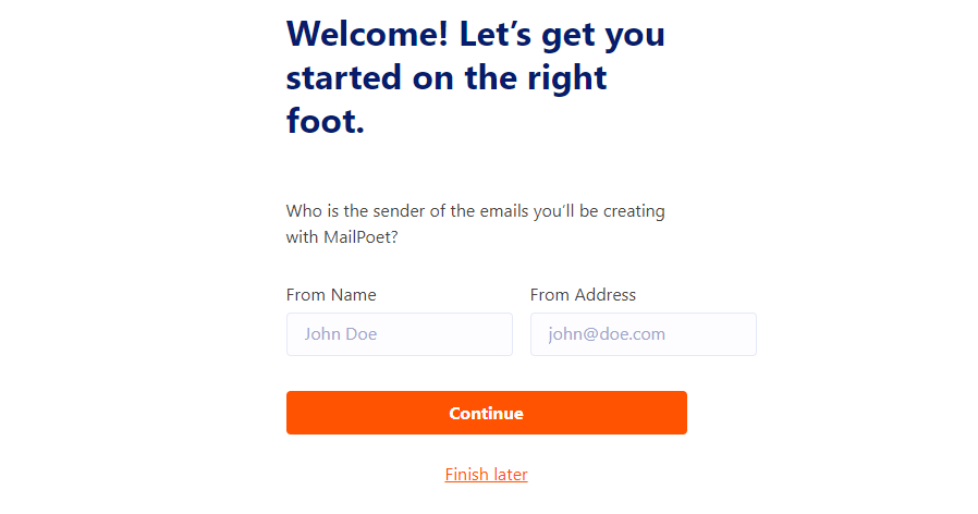Configure la dirección de correo electrónico del remitente predeterminado para la campaña de MailPoet.
