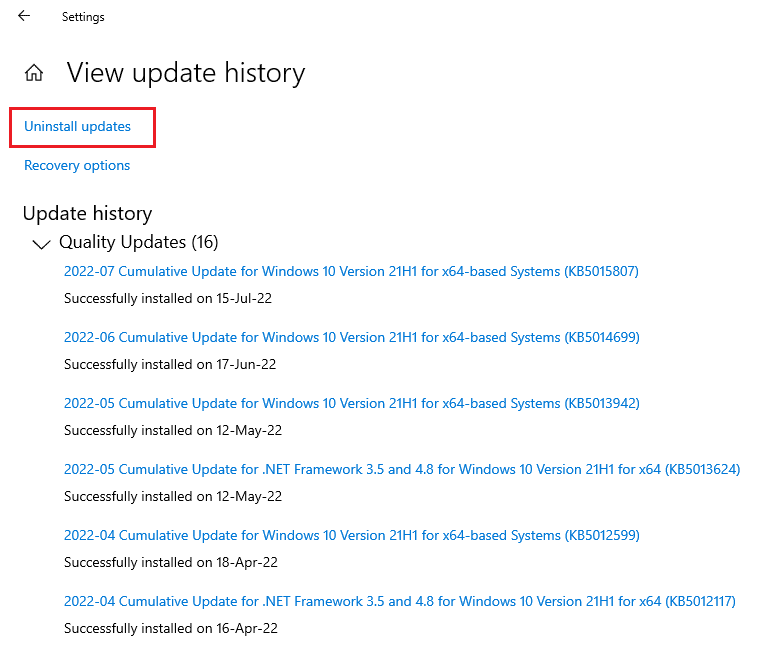 Seleccione Desinstalar actualizaciones. Reparar Windows DS4 no se pudo abrir