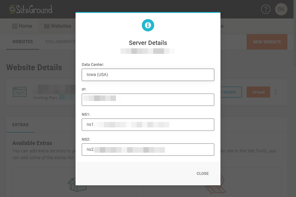 información del servidor