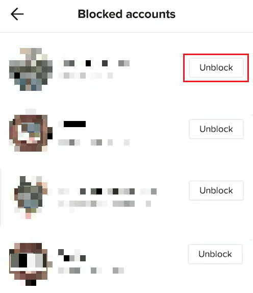 toca Desbloquear |  bloquear y desbloquear a alguien en TikTok |  desbloquear a alguien en TikTok sin una cuenta