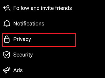 Toca la opción Privacidad