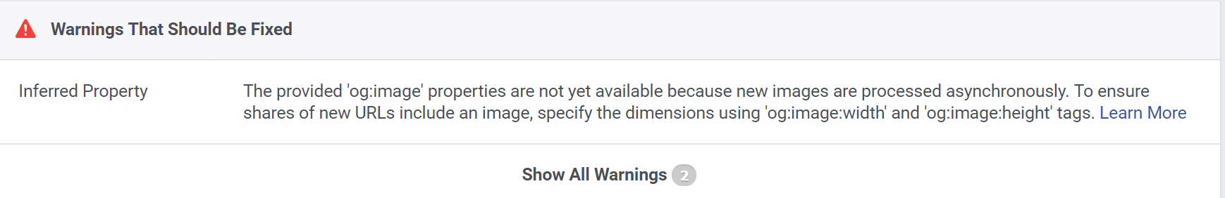Advertencia de etiqueta de imagen de OpenGraph.