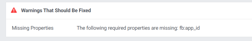 Ejemplo de error del depurador de Facebook.