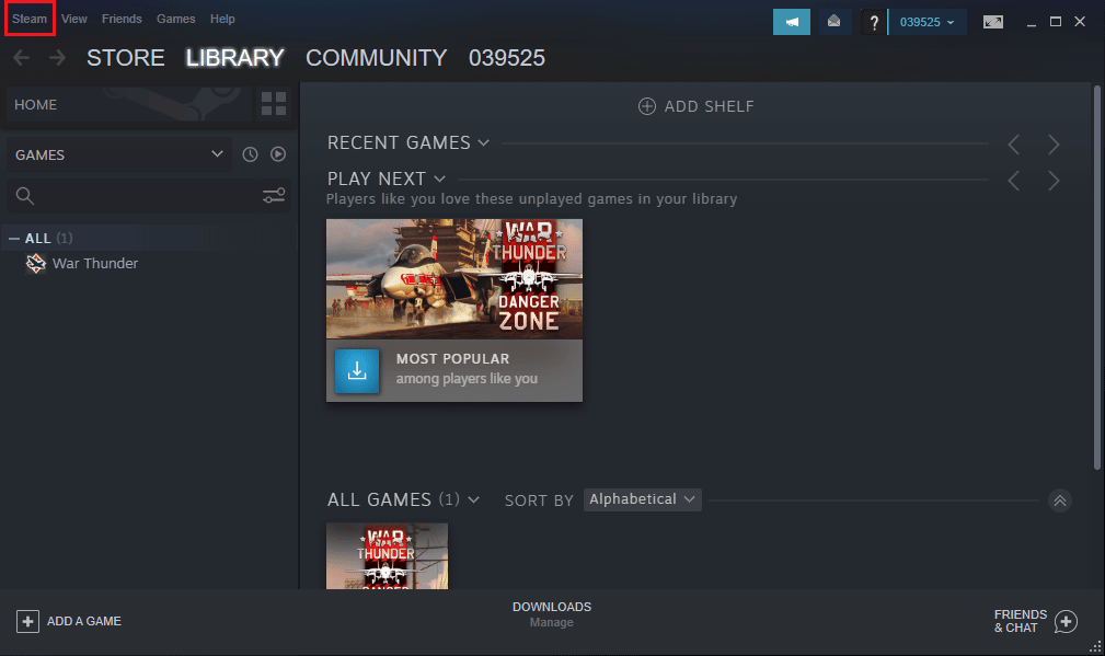 Haz clic en la pestaña Steam. Solucionar error de descarga de actualización de CS Go