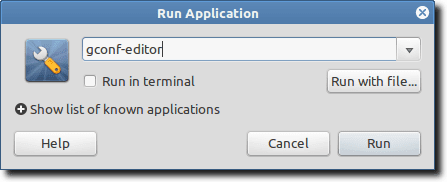 Inicie el editor de gconf