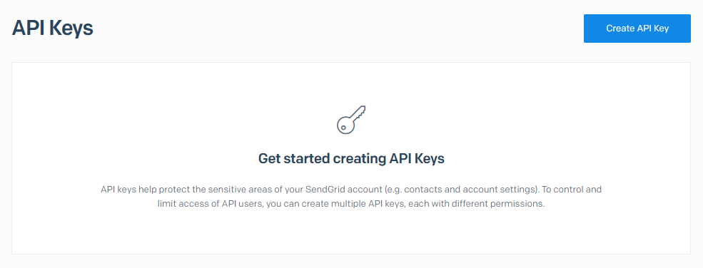Cree una clave API de SendGrid.