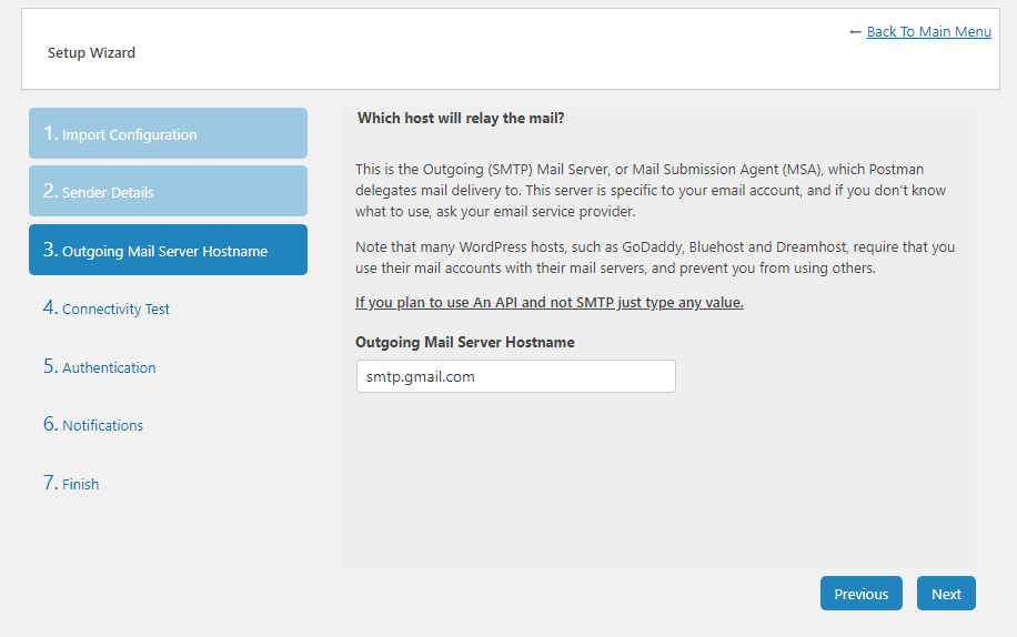 Configure los ajustes del nombre de host saliente.