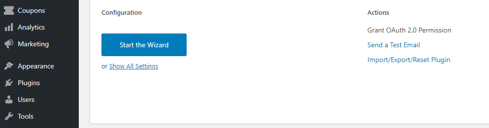 Iniciando el asistente de configuración Post SMTP.