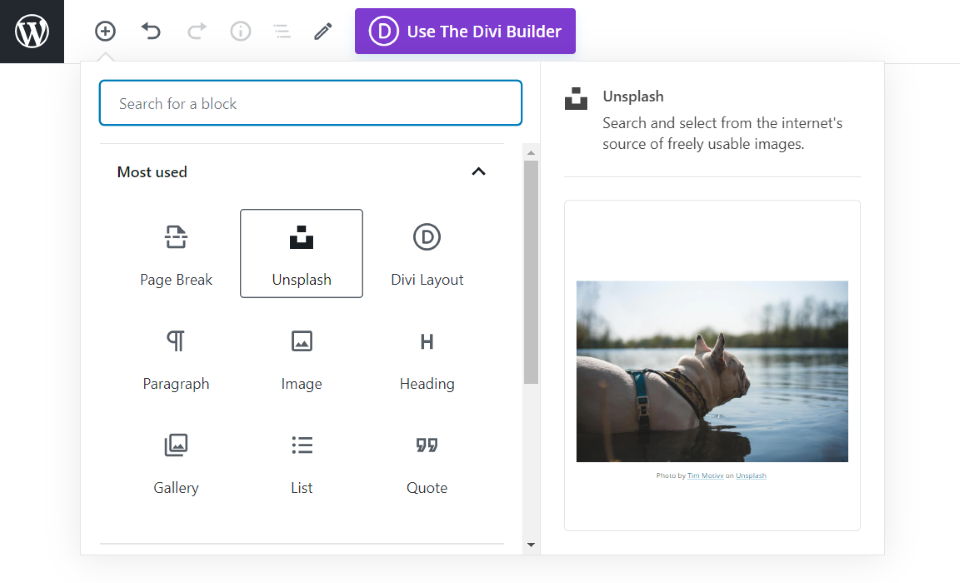 Unsplash con Gutenberg