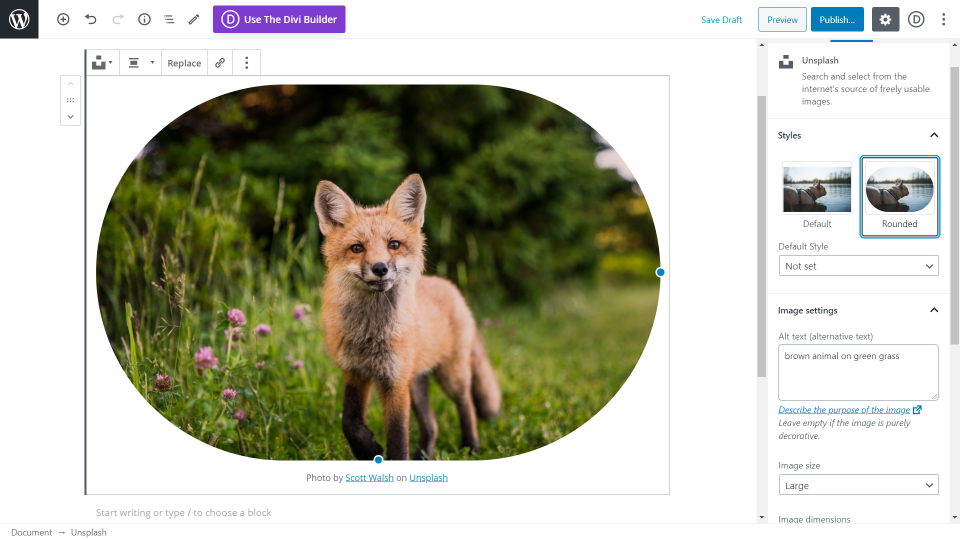 Unsplash con Gutenberg