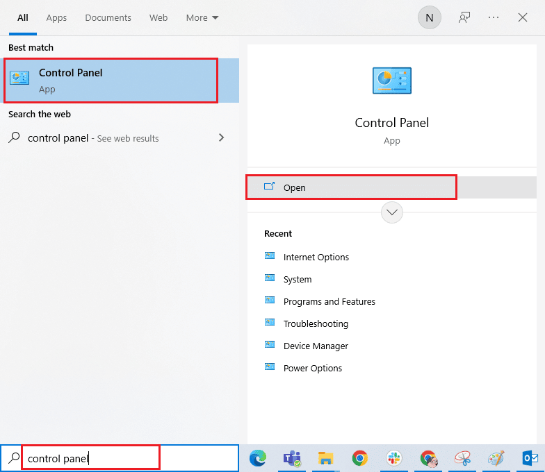 abrir Panel de control