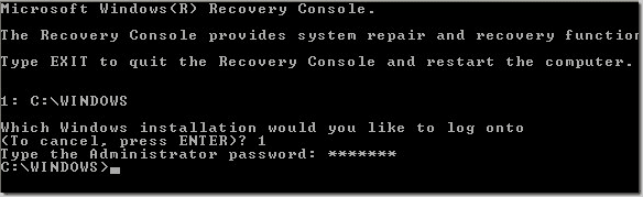consola de recuperación