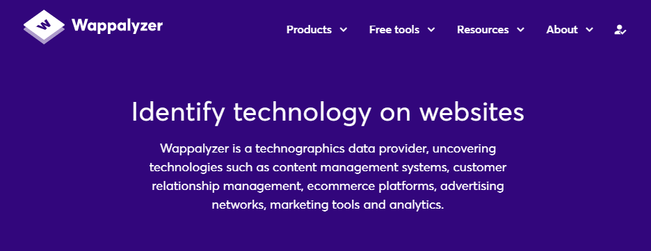 Página de inicio de Wappalyzer.