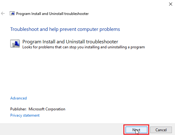 haga clic en siguiente. Solucionar error al aplicar transformaciones en Windows 10