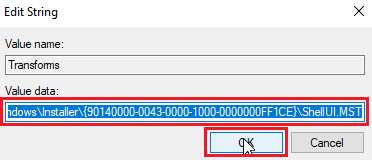 seleccione todos los valores y borre los datos del valor, luego haga clic en Aceptar. Solucionar error al aplicar transformaciones en Windows 10