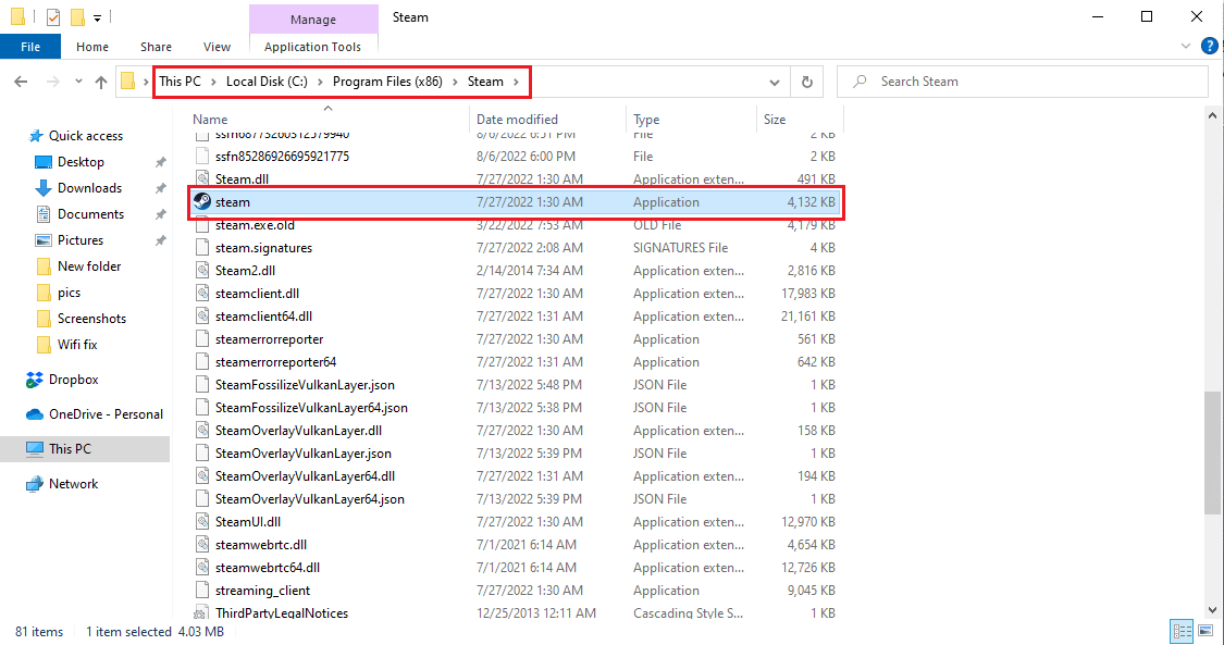 Localice el archivo Steam.exe. Arreglar DayZ incapaz de localizar una instancia en ejecución de Steam