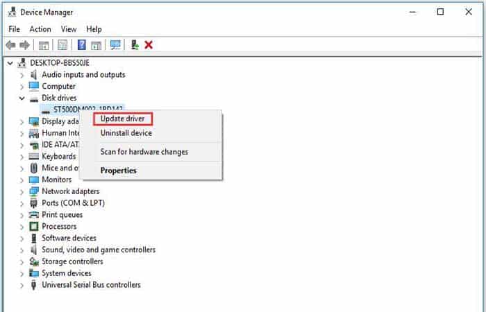actualice el controlador de su unidad