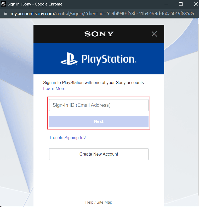 Ingrese su ID de inicio de sesión (dirección de correo electrónico) para iniciar sesión en su cuenta de PSN