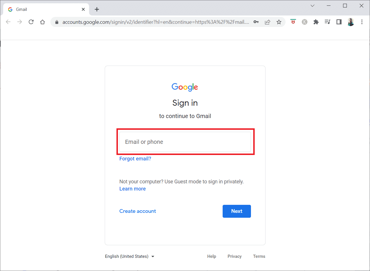 Vaya al sitio web de Gmail e inicie sesión con sus credenciales